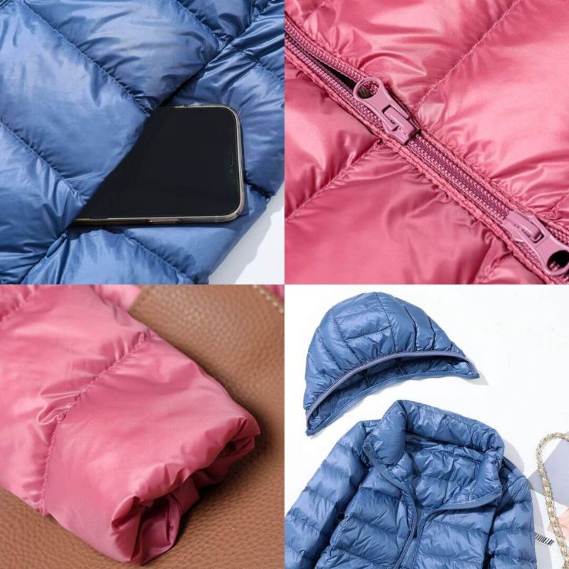 Jaqueta Puffer Feminina Alongada com Capuz e Pluma de Ganso Premium – Pafett